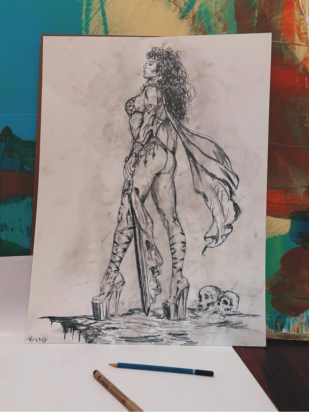 Black and White Goddess Sketch Print by